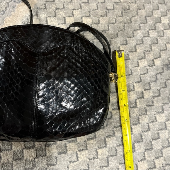 Vintage Lorenzi Black Genuine Snake Leather Crossbody handbag Purse - Picture 8 of 11